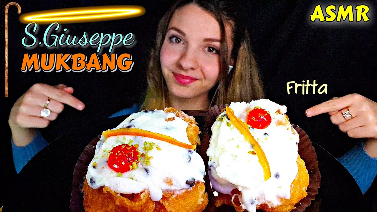 EATING SOUNDS di SAN GIUSEPPE | SFINCI FRITTE con crema di ricotta! | ASMR ita Mukbang