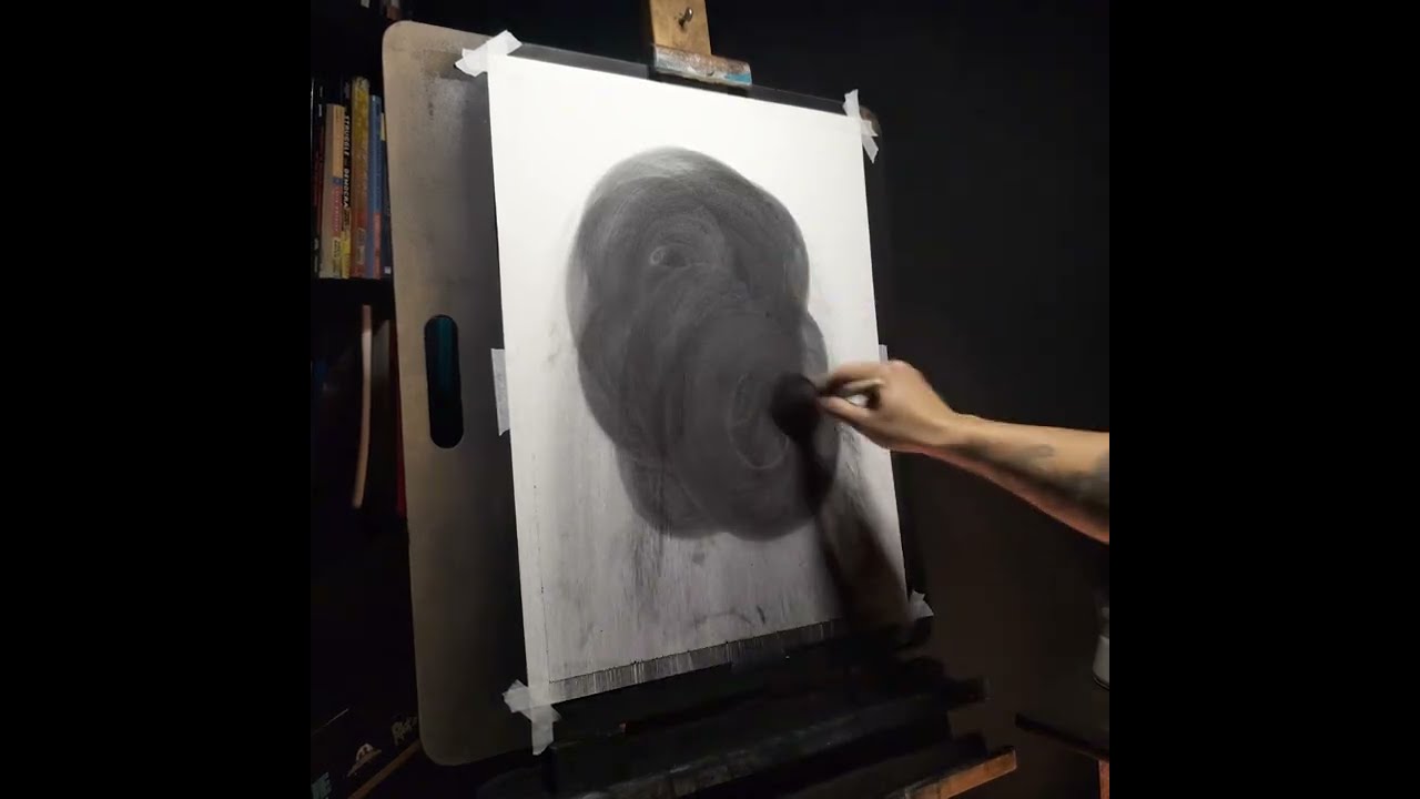 Full Charcoal River Drawing Process Start to Finish