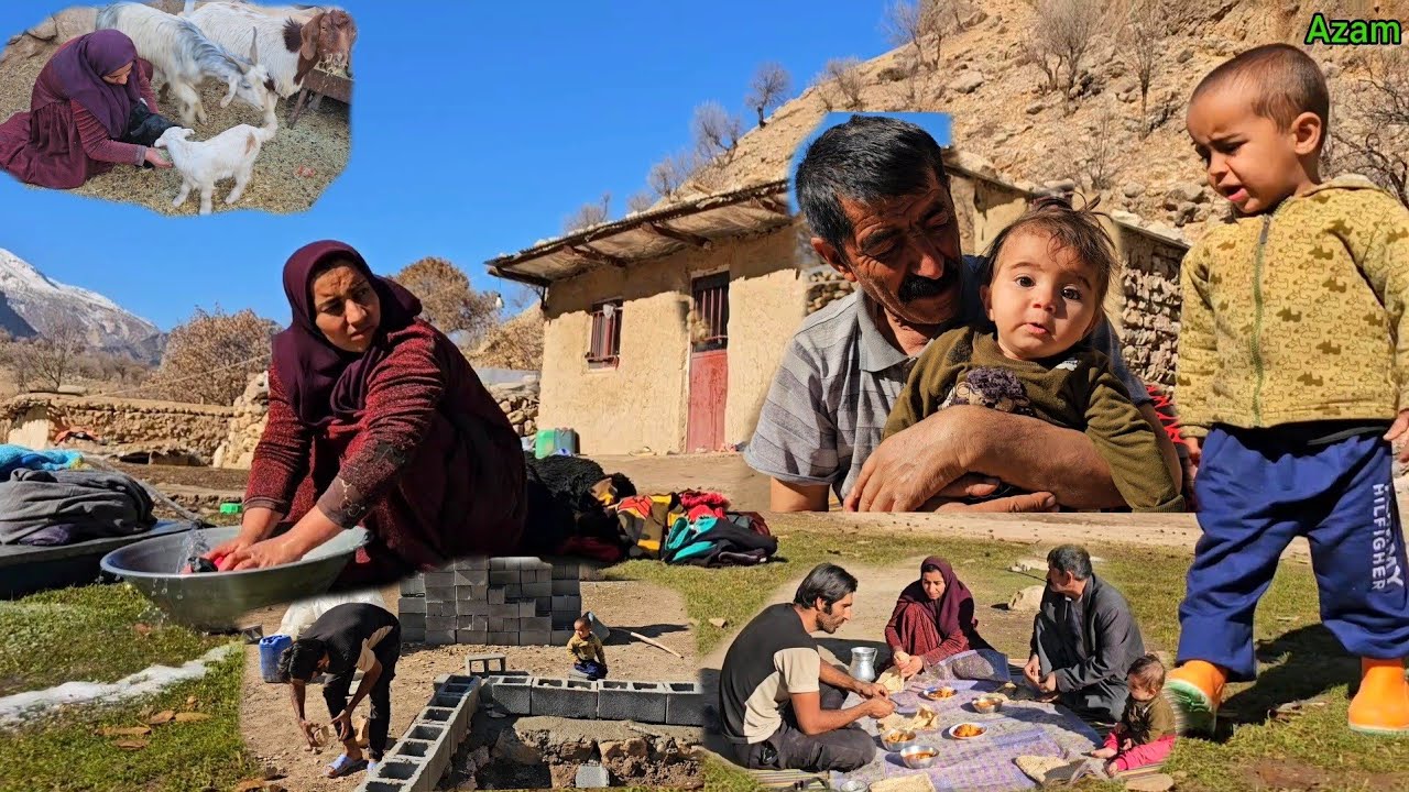 Nomadic life in the heart of the mountains with Mahmoud Vaezi, building huts and cooking food