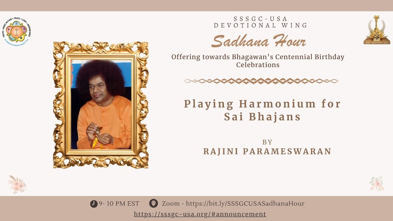 Bhajan Workshop: Playing Harmonium for Sai Bhajans by Sis. Rajini Parameswaran | SSSGC-USA