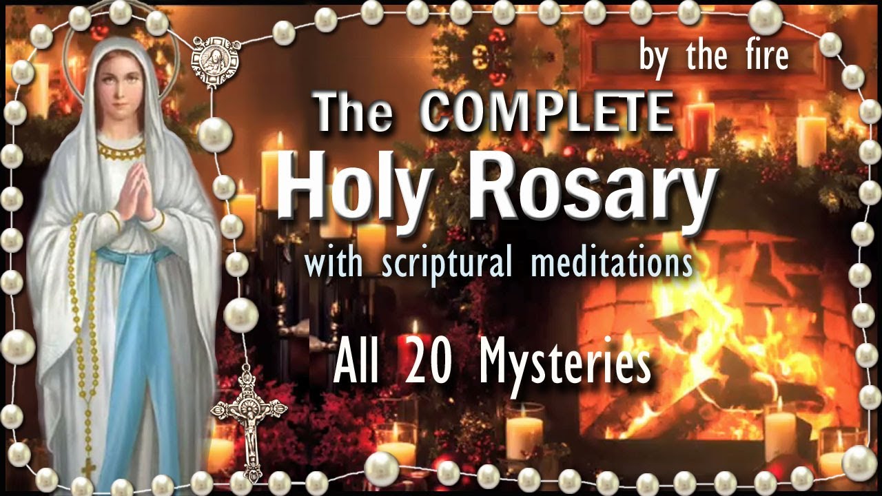 20 Mysteries of the Holy Rosary COMPLETE - by a Cozy Christmas Fireplace, w Scriptural Meditations