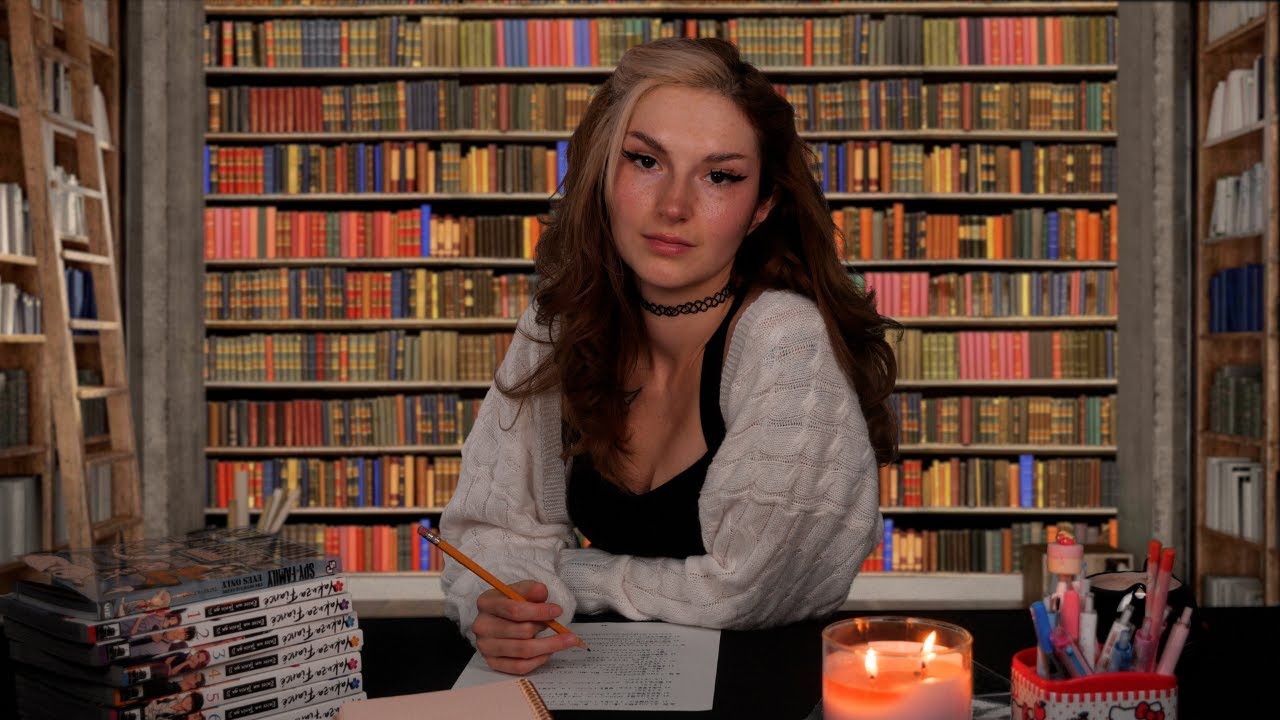 ASMR Girl at the Library | Book Recommendations, Inaudible Whispers, Gum Chewing & More
