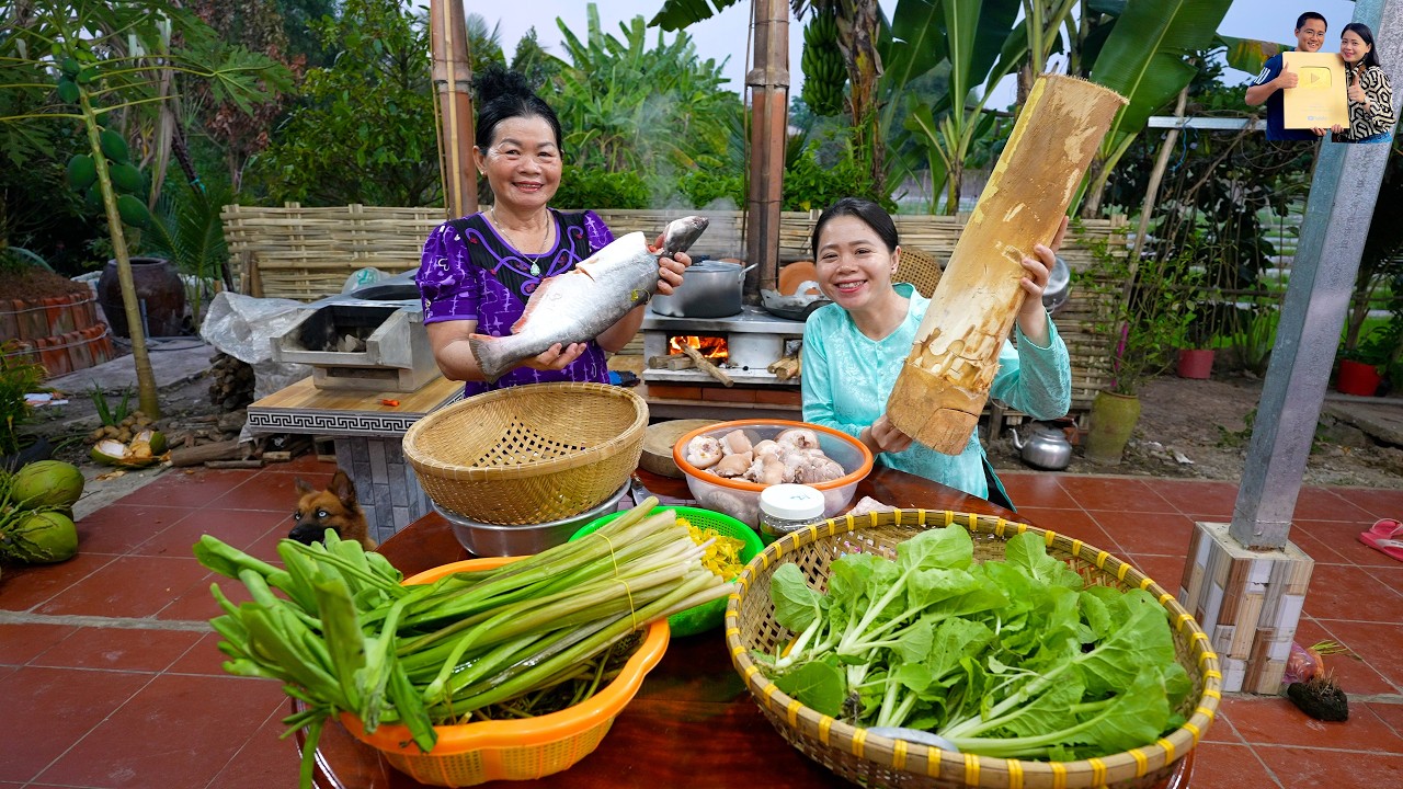 Chuẩn bị đ&agrave;o ao nu&ocirc;i c&aacute; ăn Củ hủ dừa tươi hầm gi&ograve; heo v&agrave; mắm kho miền t&acirc;y si&ecirc;u ngon ở qu&ecirc; Phan Diễm
