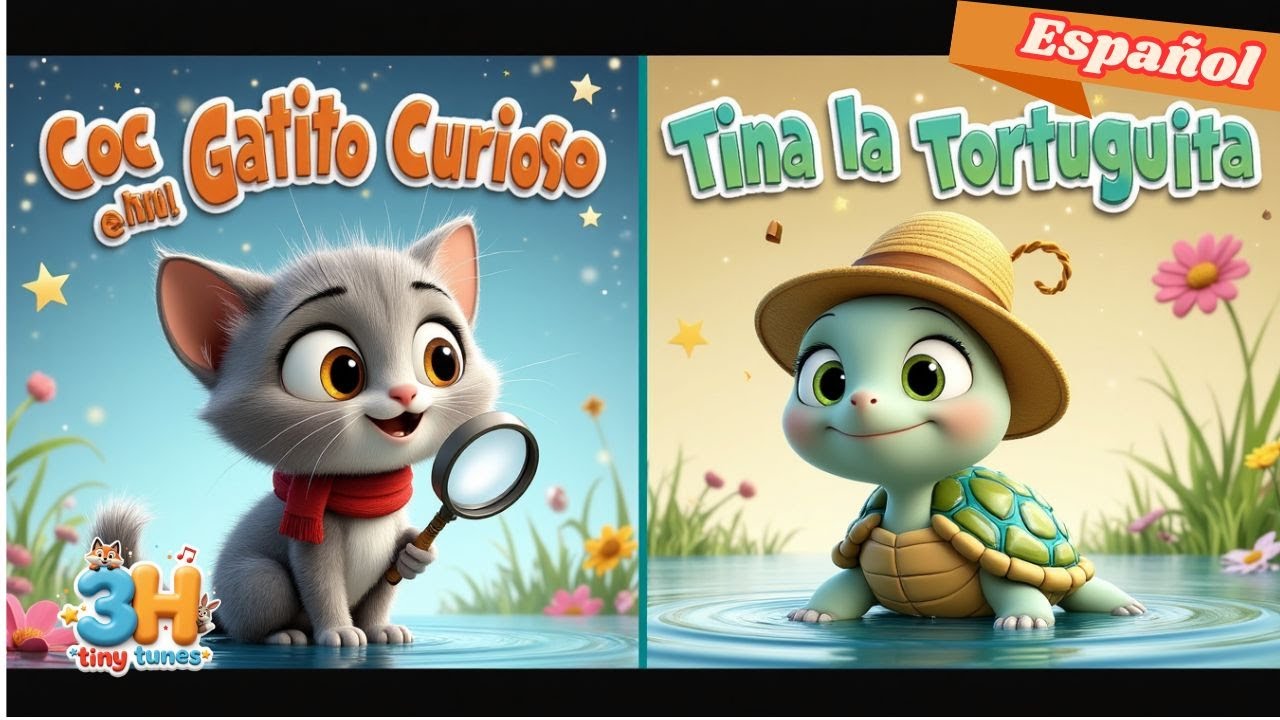 Coco el Gatito Curioso 🐱🔍 & Tina la Tortuguita 🐢🌊 | Rimas Infantiles en Español