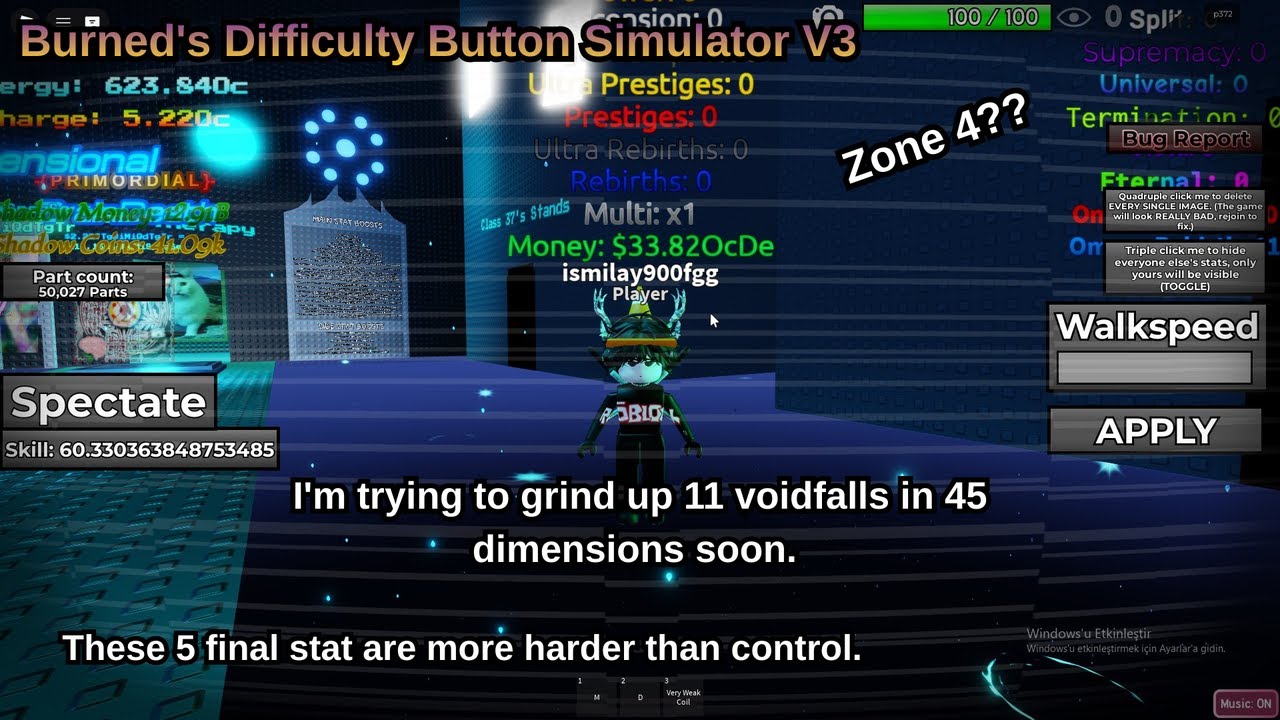 Burned's Difficulty Button Simulator V3 Playing - (11 VoidFall)