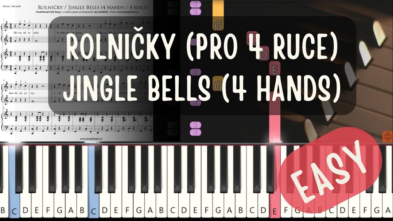Rolničky - Noty pro 4 RUCE / Jingle Bells 4 HANDS Piano (MIDI + synthesia tutorial + piano sheets)