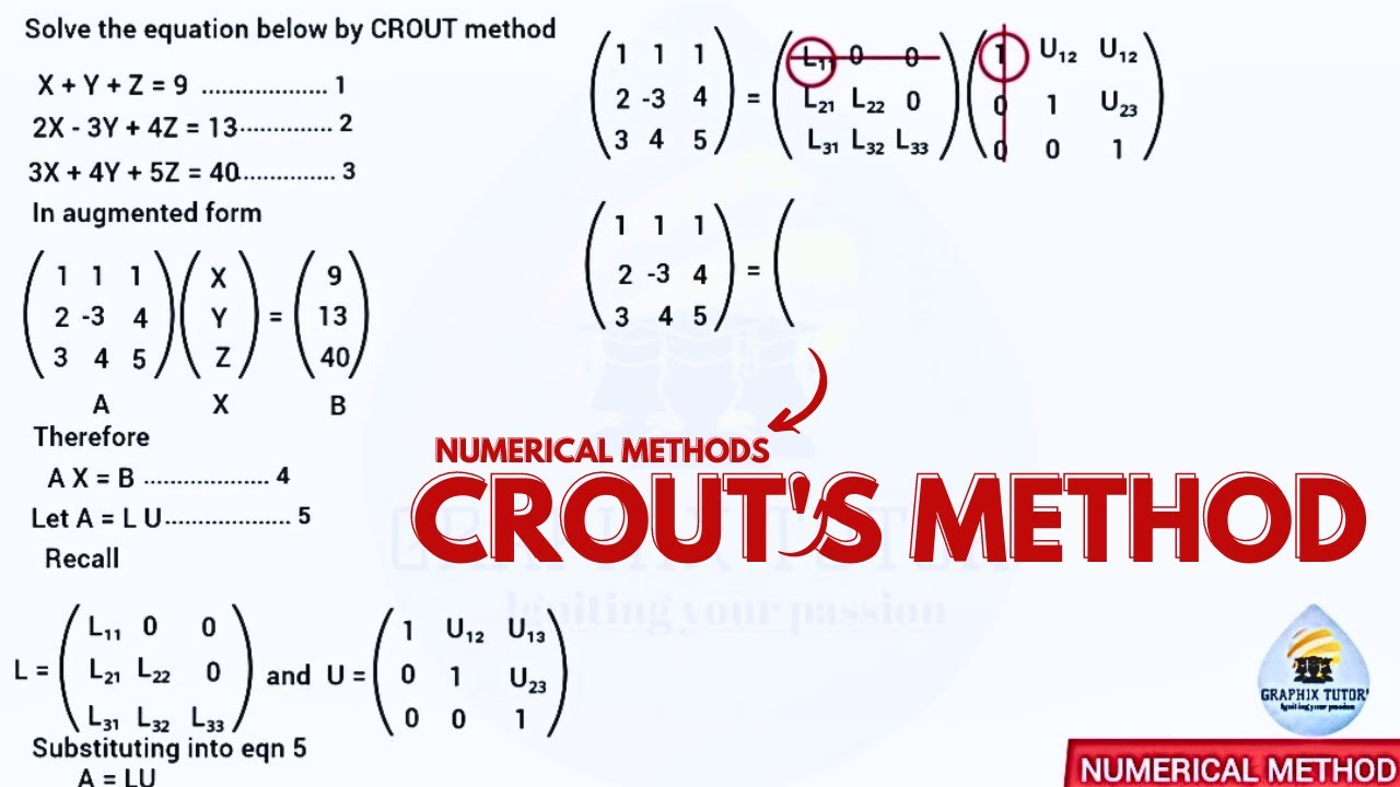 CROUT METHOD IN SOLVING SYSTEM OF EQUATION IN NUMERICAL METHODS