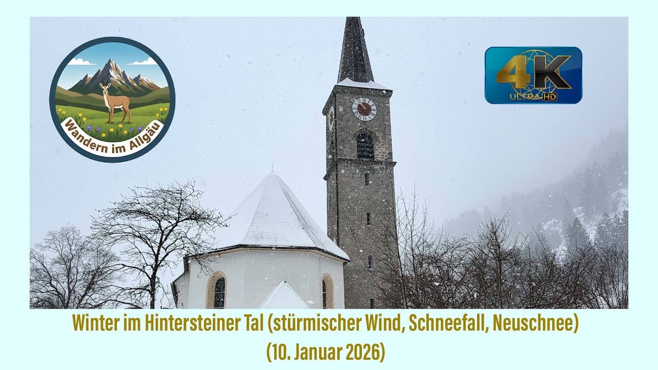 Hinterstein bei stürmischen Wind und Schneefall (10. Januar 2026)