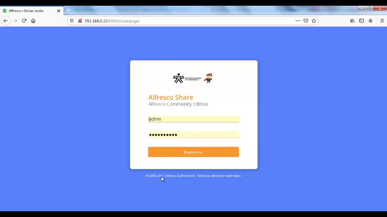 Configuración fondo y logo Alfresco
