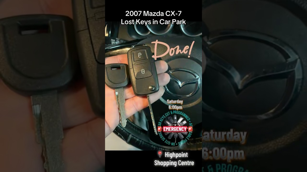 Replacing lost keys for a Mazda in a shopping centre car park by Extra Car Keys. #locksmith