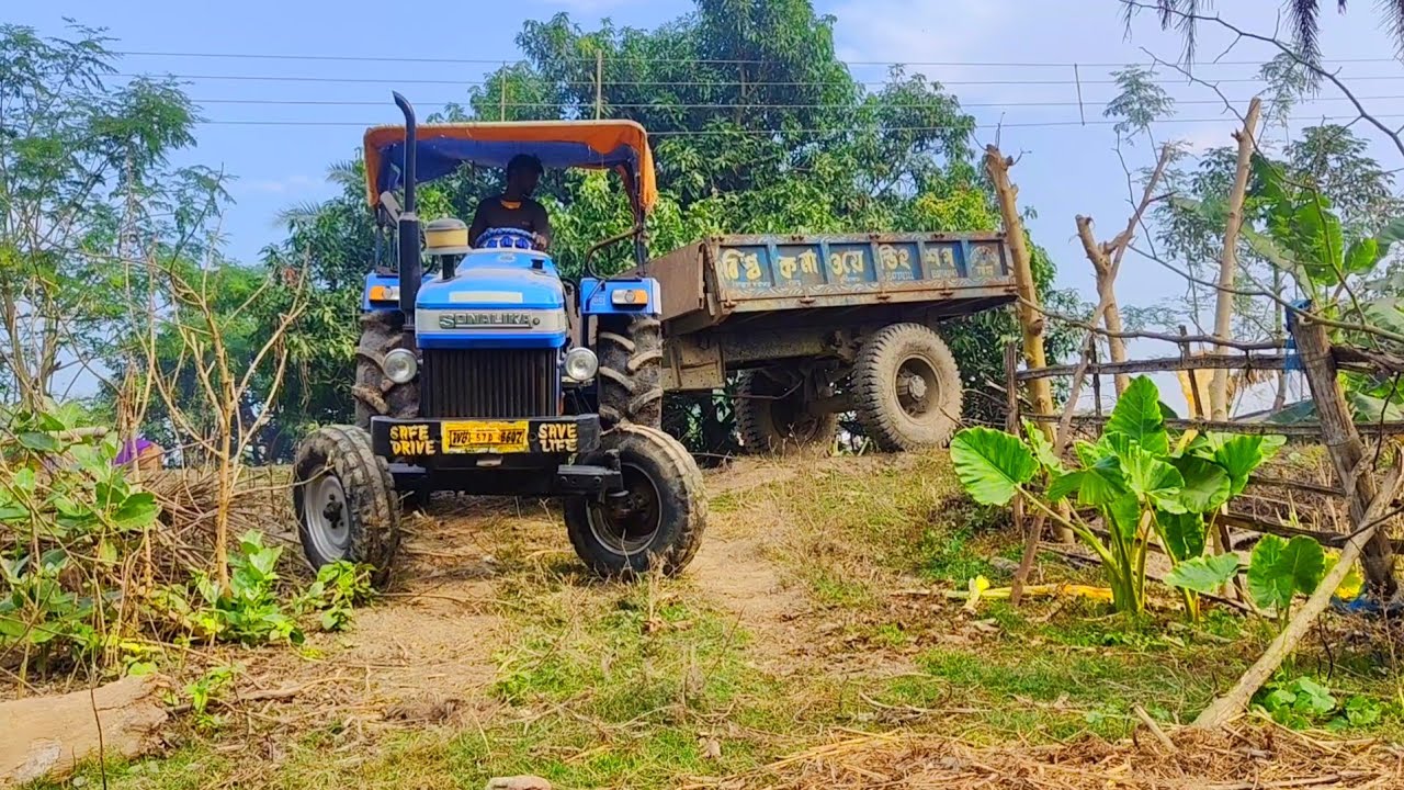 Sonalika Di Tractor Trolley Video price | sonalika tractor with rotavator | Tractor video ||