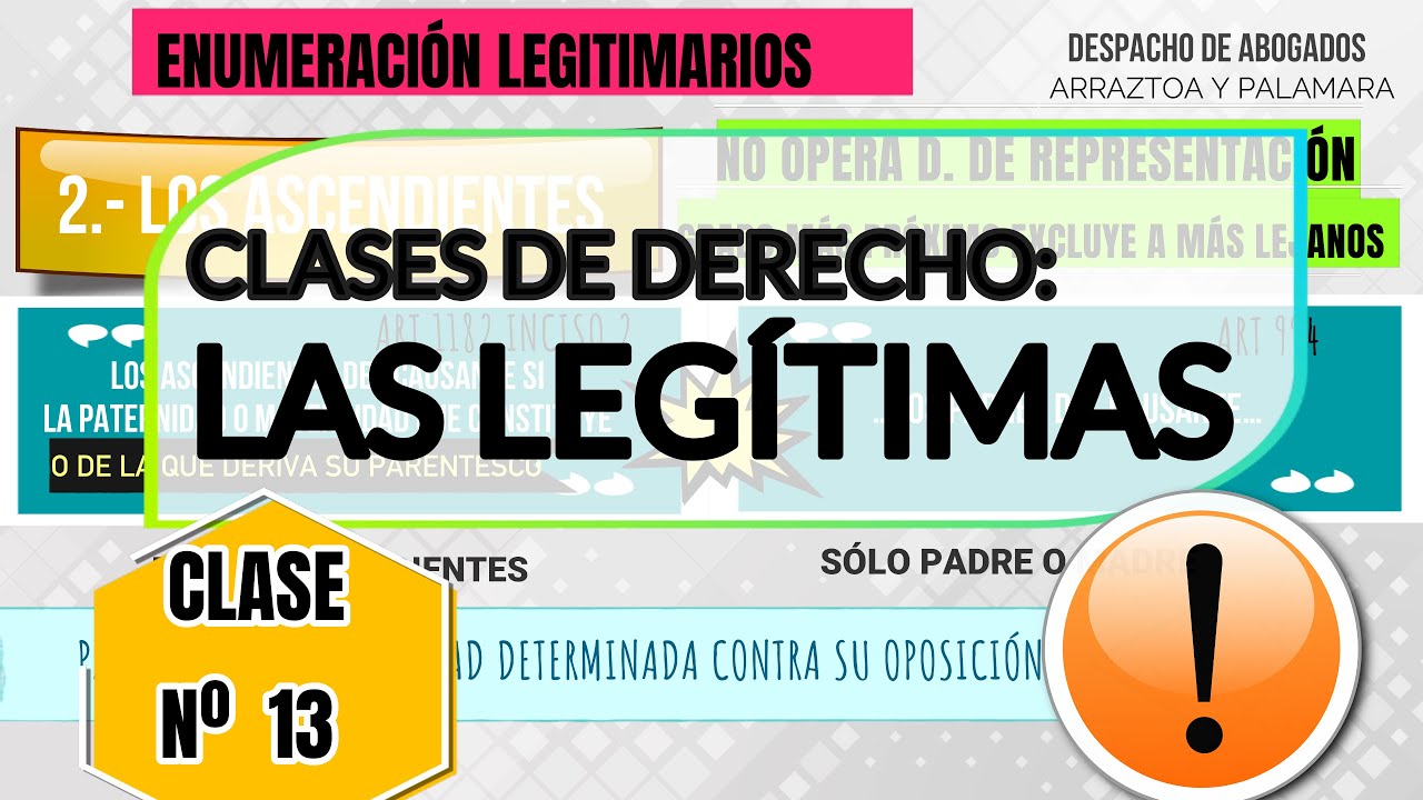 LAS LEGITIMAS. DERECHO SUCESORIO CHILENO. CLASES DE DERECHO SUCESORIO CHILE. DERECHO CIVIL