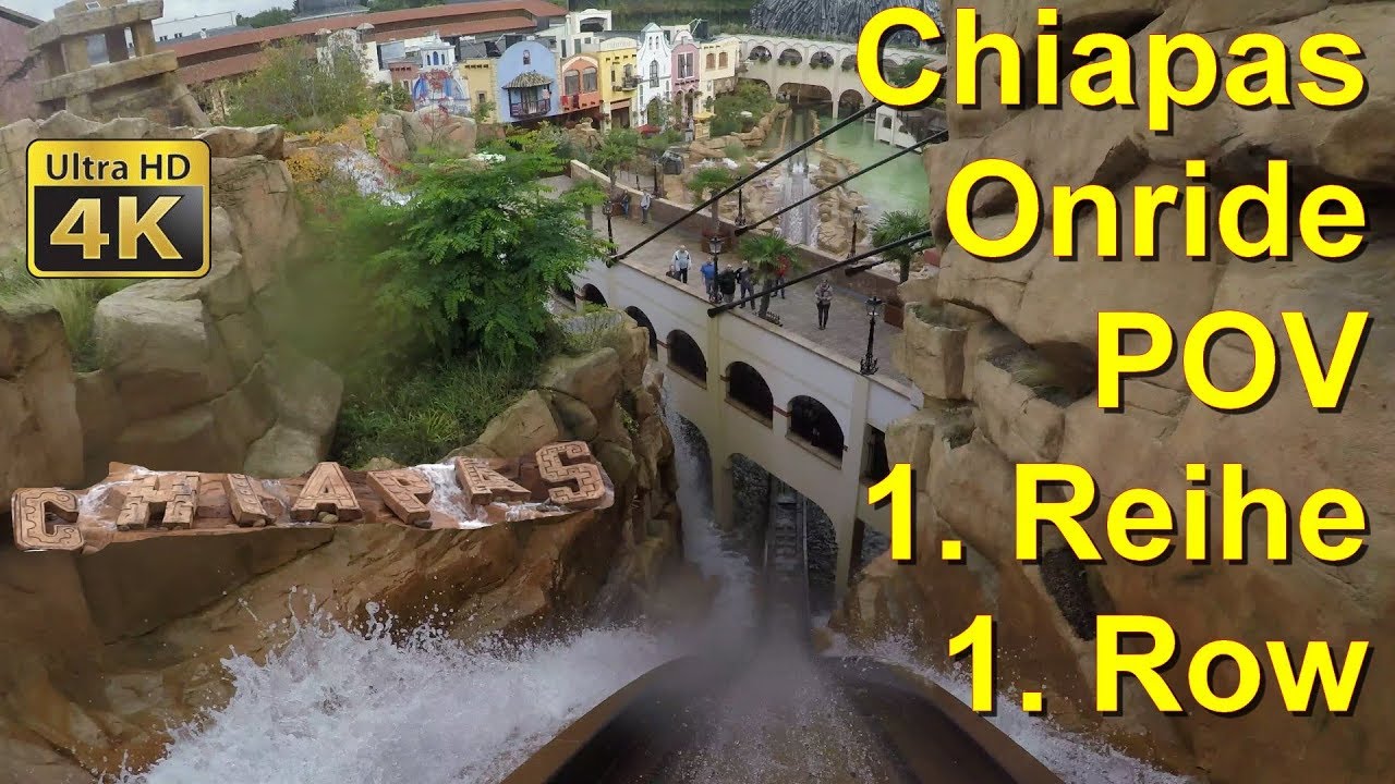 Chiapas Die Wildwasserbahn im Phantasialand Onride POV *4K* - Chiapas Log Flume Water Roller Coaster