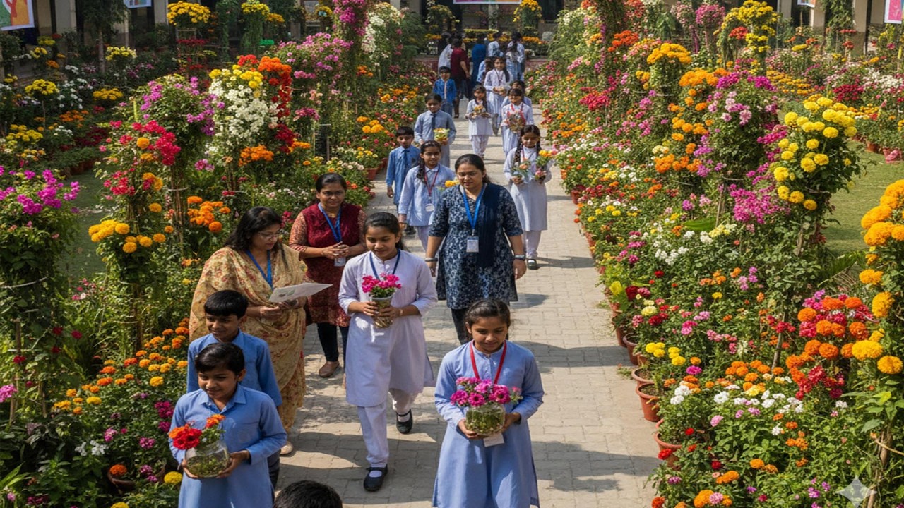 Khanpur High School Hosts Colorful Flower Festival | Students Celebrate Nature