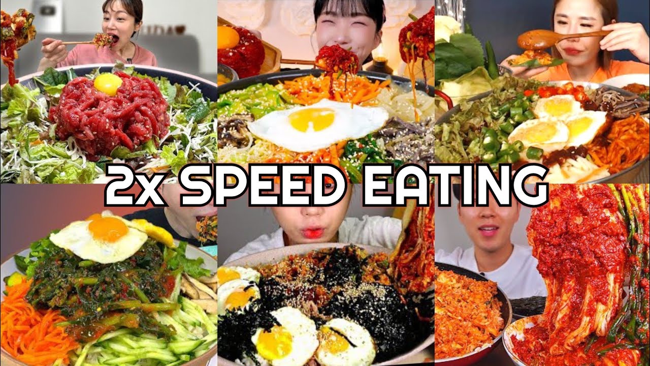 Bibimbap Korean Food Mukbang | ASMR 2x Speed Eating Show 