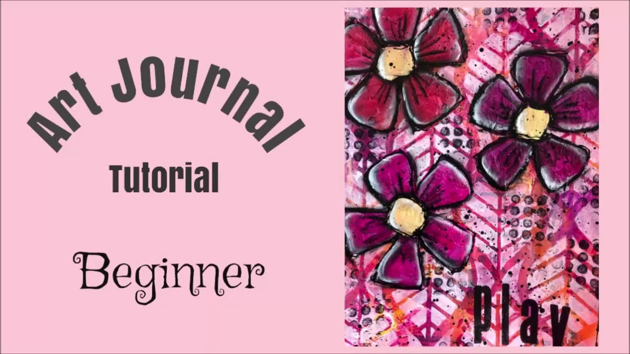 Mixed Media Art Journal Tutorial Beginner -Collage Start and Doodle Flowers