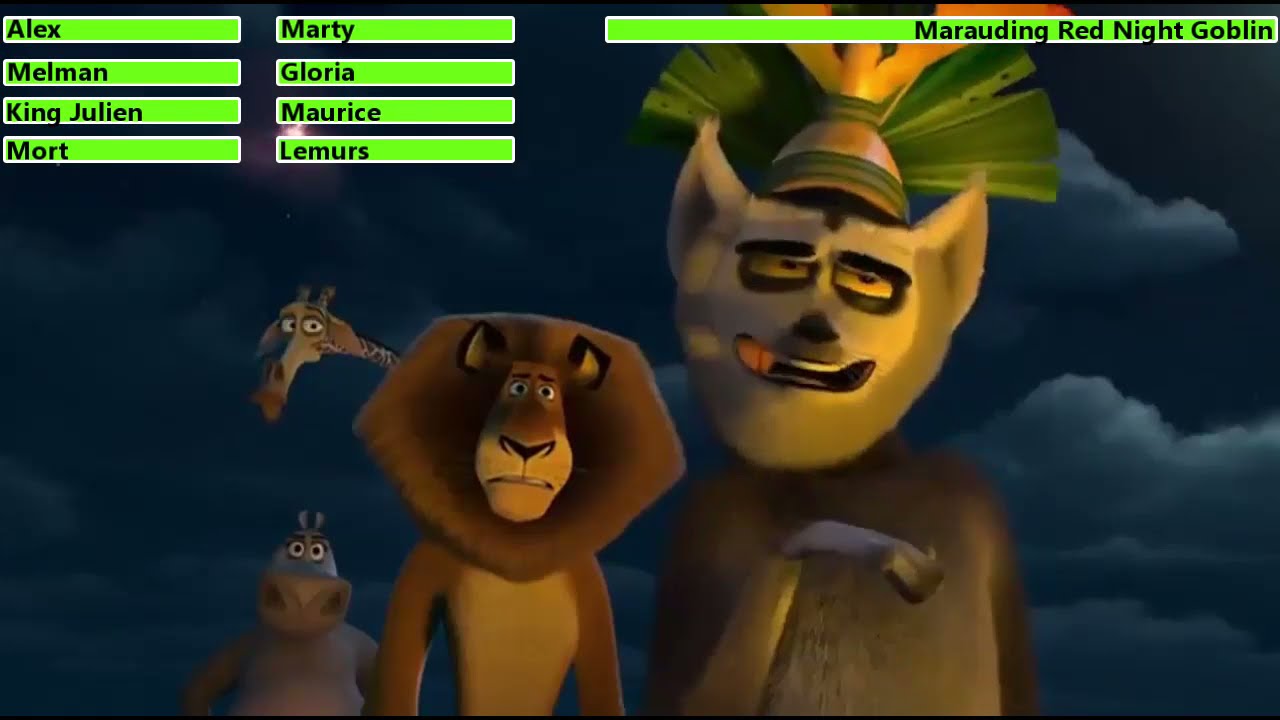 Merry Madagascar (2009) Opening Scene with healthbars