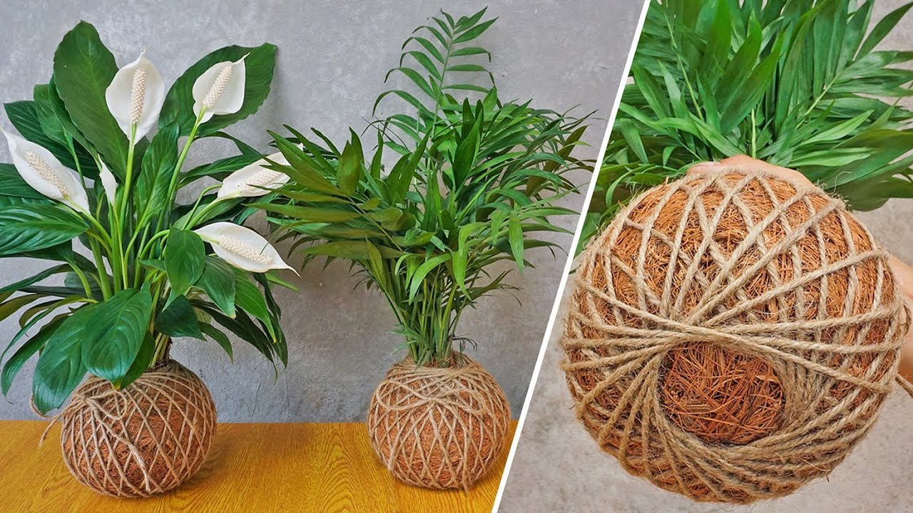 How to make pots from coconut fiber and parachute cord simple but beautiful, decorate your home
