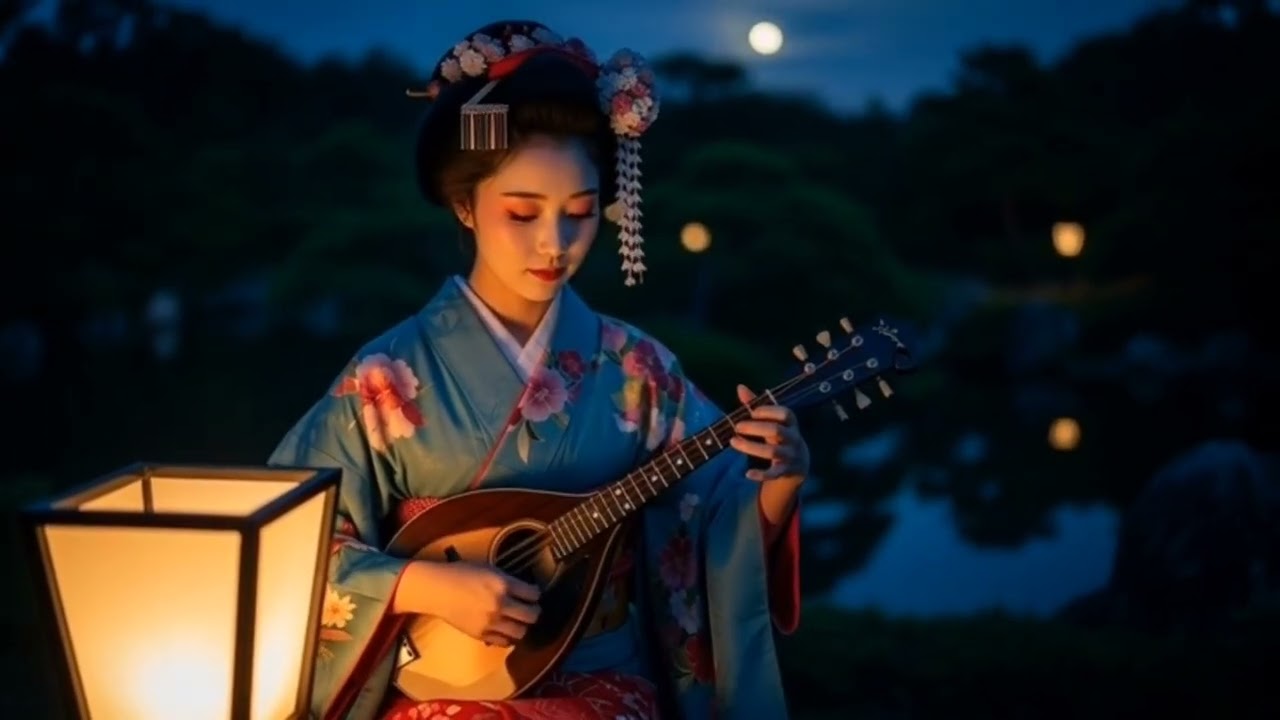 Soft Mandolin Melody Played by a Beautiful Girl