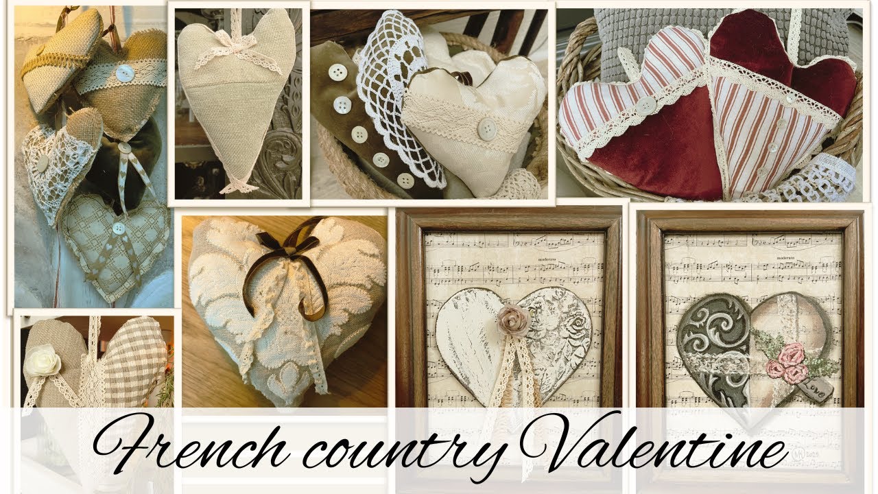 DIY VALENTINE'S DAY WALL ART & LAVENDER- SCENTED FABRIC HEARTS - FRENCH COUNTRY CHARM