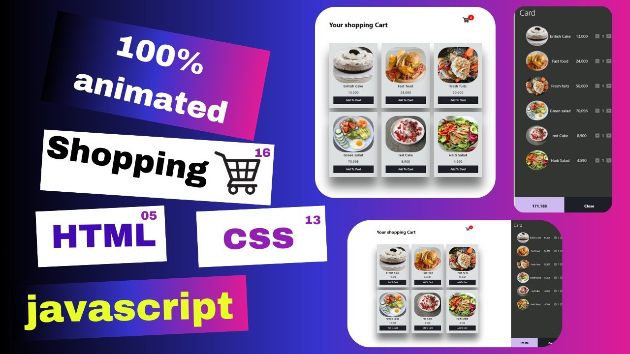 Анимированное добавление товаров в корзину с помощью HTML, CSS и JavaScript