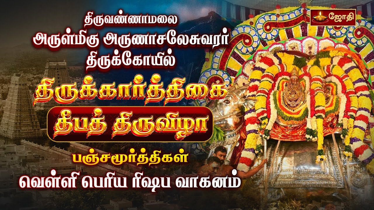 திருவண்ணாமலை ஸ்ரீ அருணாசலேசுவரர் கோயில் கார்த்திகை தீபத்திருவிழா வெள்ளி பெரிய ரிஷப வாகனம் | jothi Tv