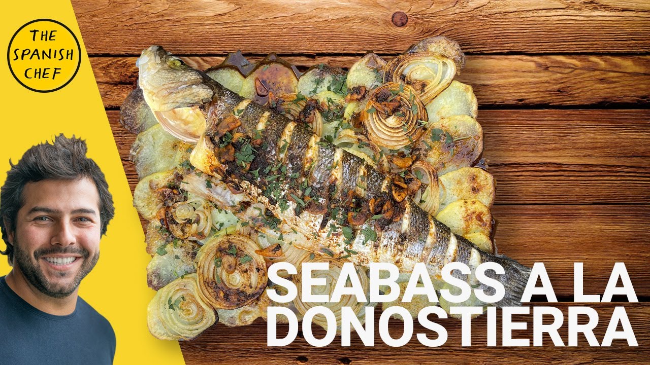 Basque Sea bass with fried garlic and paprika | Lubina a la Donostiarra