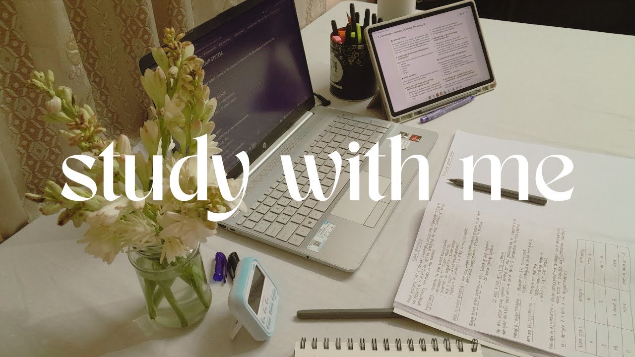 1 HOUR STUDY WITH ME | no breaks, rain sounds bg, real time