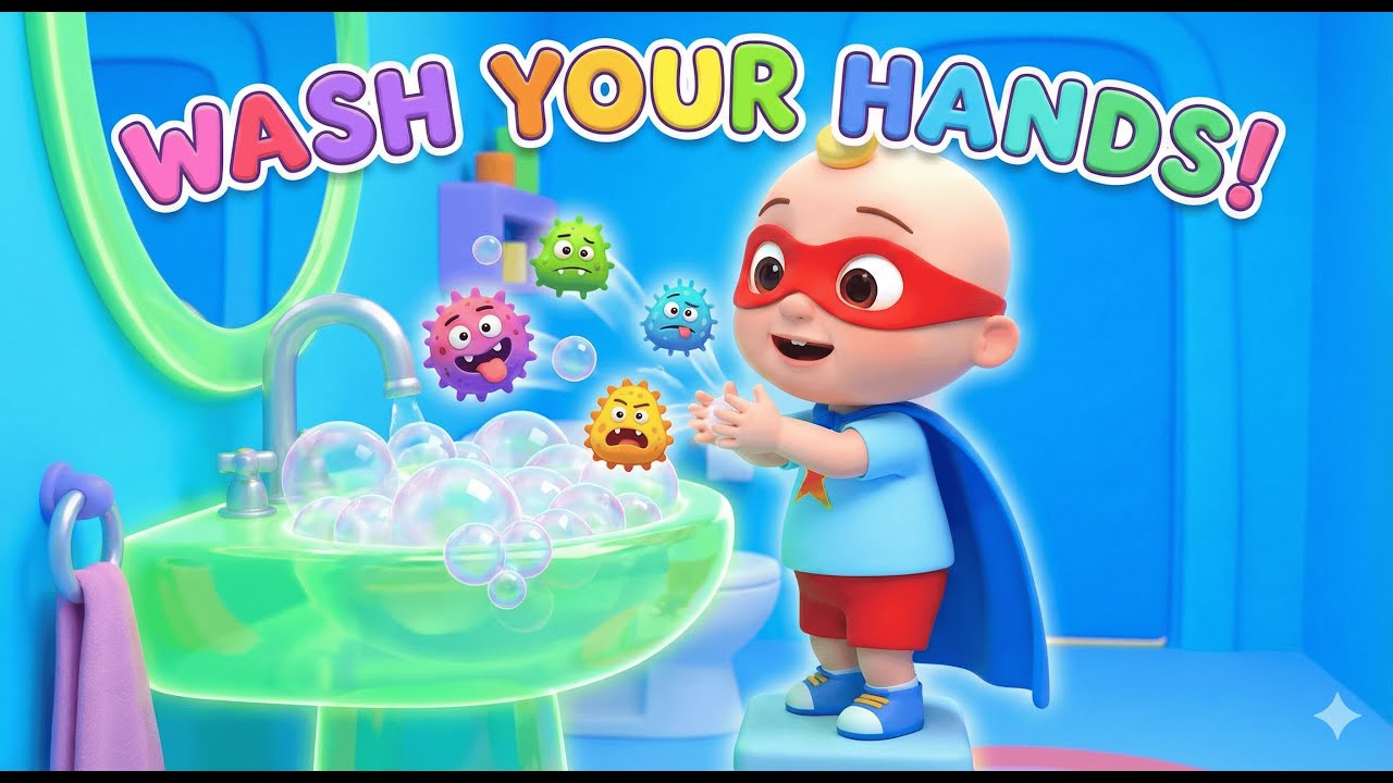 Wash Your Hands Superhero Song 🦸‍♂️✨ | Kids Hygiene Song & Fun Clean Routine!”