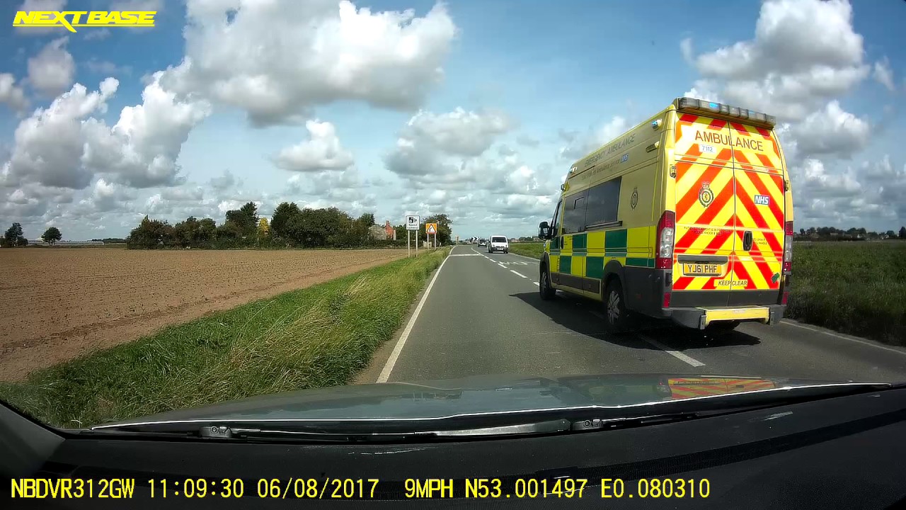 White van makes room for Ambulance, A52 near Skegness