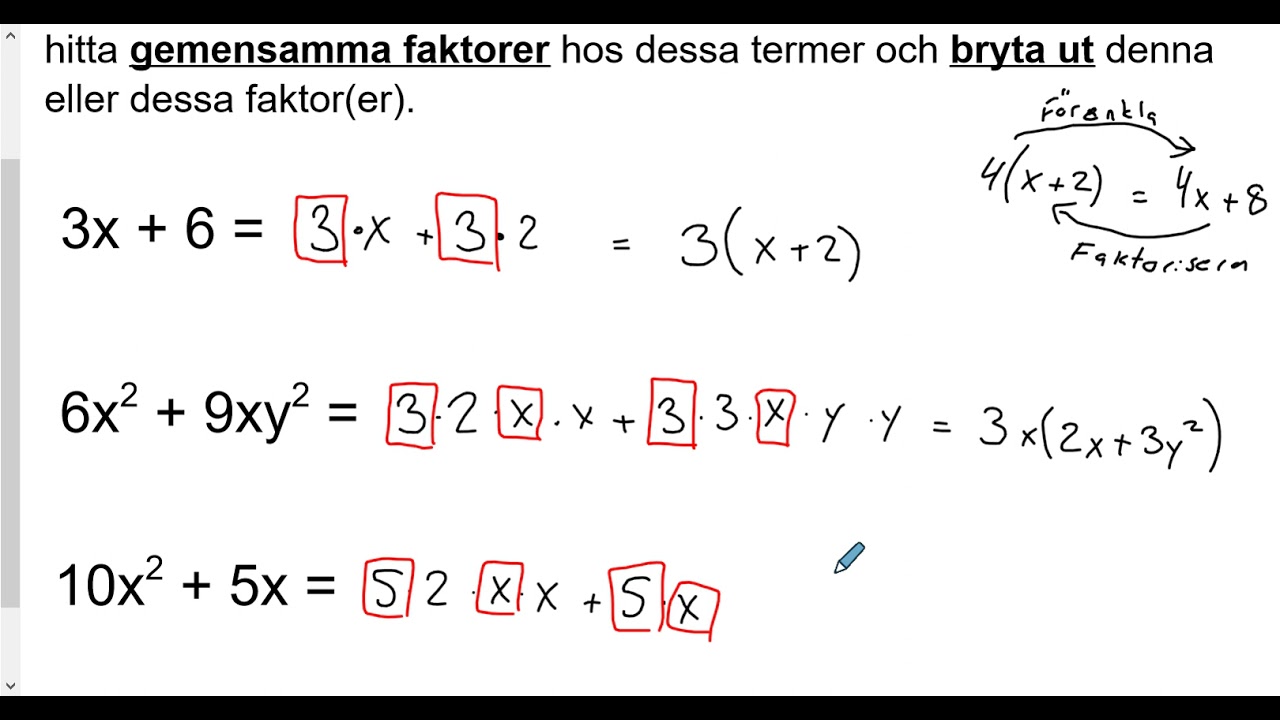 Matematik 1b: Faktorisering