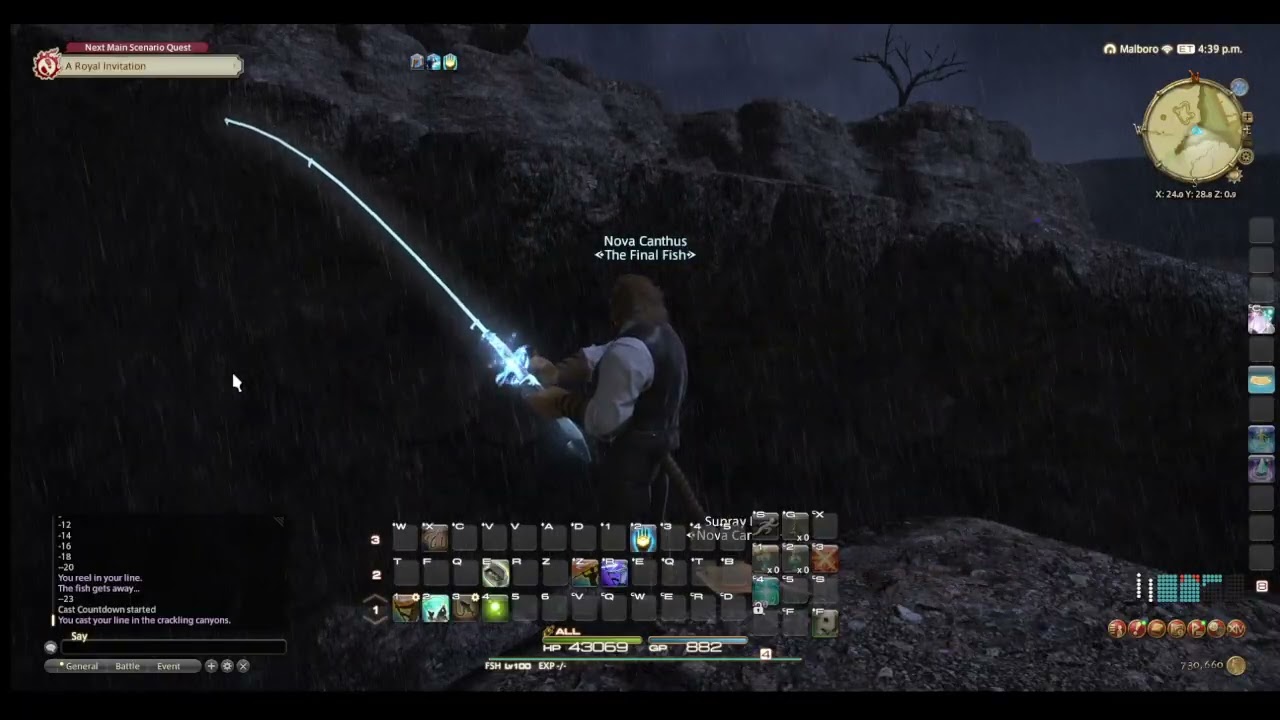 FFXIV No GP Big Fishing [306] Thunderous Flounder
