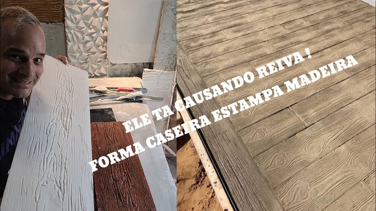 PLACAS CIMENTICIAS FORMA CASEIRA - MOLDE CASEIRO PARA CONCRETO ESTAMPADO MADEIRA PISO E PAREDES