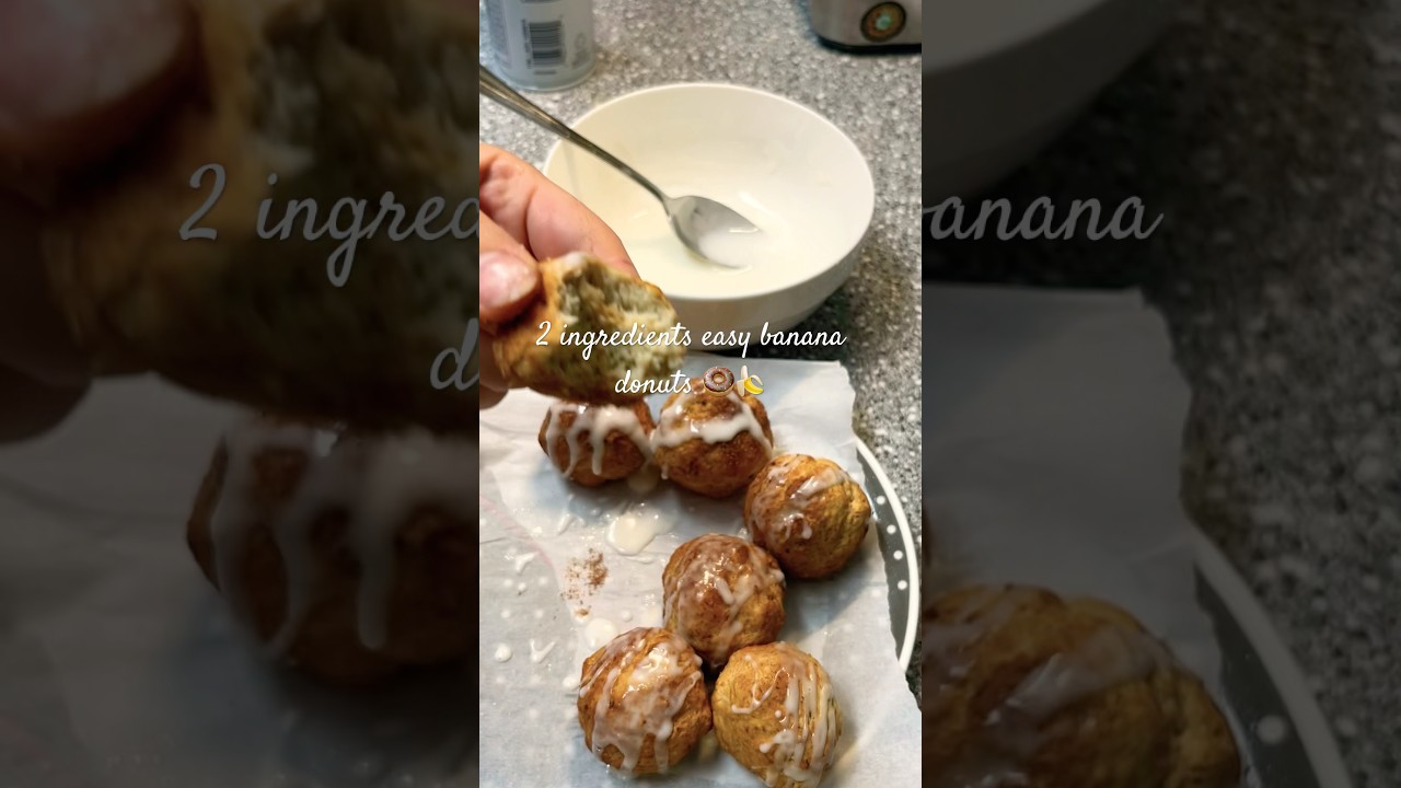 2-Ingredient air-fryer Banana Donuts 🍌🍩 #bananadessert #homecafe #treattime #2ingredientsrecipe.