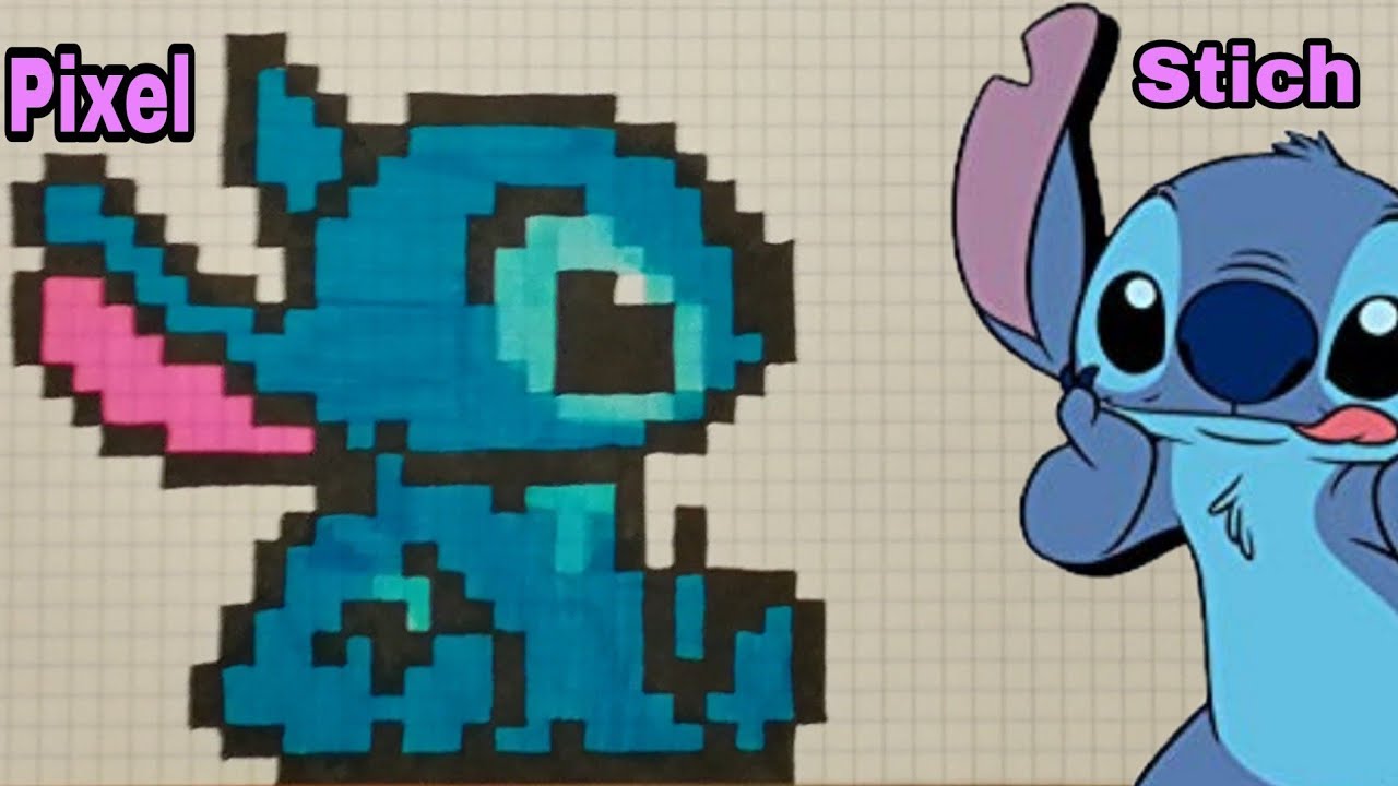 Tuto comment dessiner stich en pixel art facile.