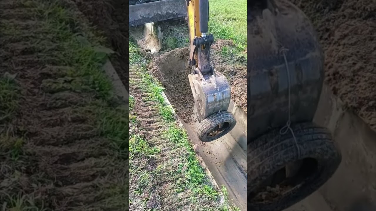 Relaxing excavator cleaning a man made ditch! #repost #reels #reaction #viral #construction #shorts