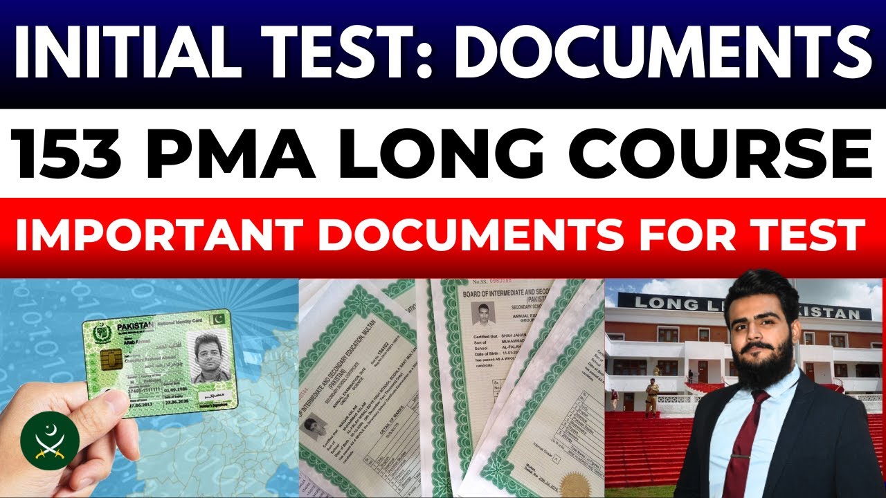 IMPORTANT DOCUMENTS FOR INITIAL TEST | 153 PMA LONG COURSE | Sheraz Ahmad Awan