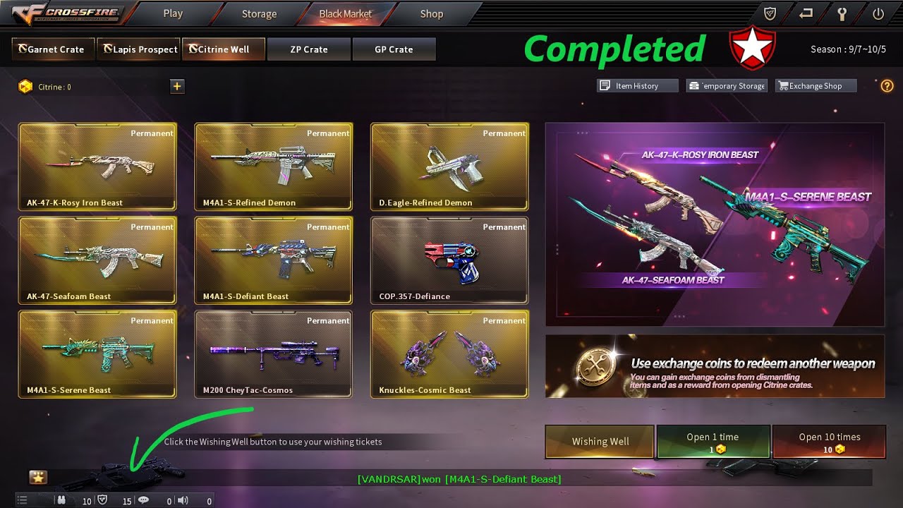 CrossFire West Citrine Well  COMPLETED ZP black market new system