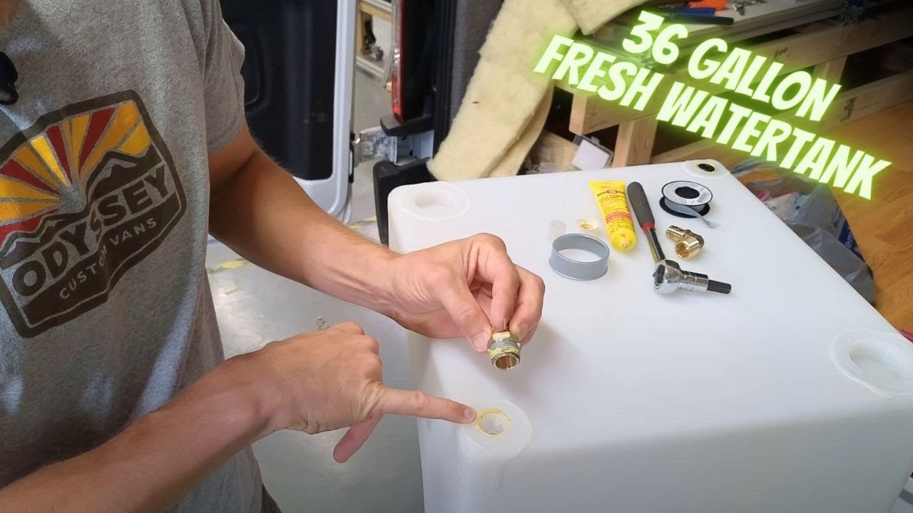 RV Fresh Water Tank Fittings Install | Lone Star Build