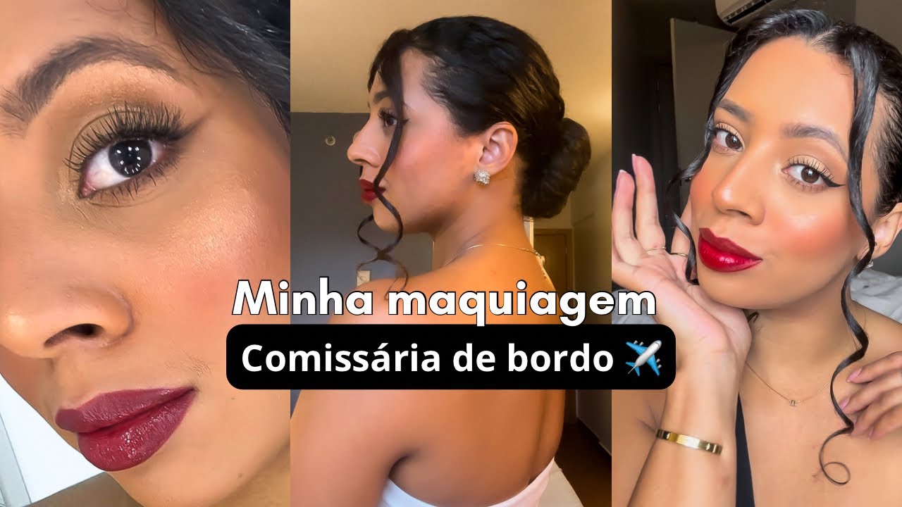 Arrume-se comigo para Voar ✈️ Maquiagem comissária de bordo | Atualizada