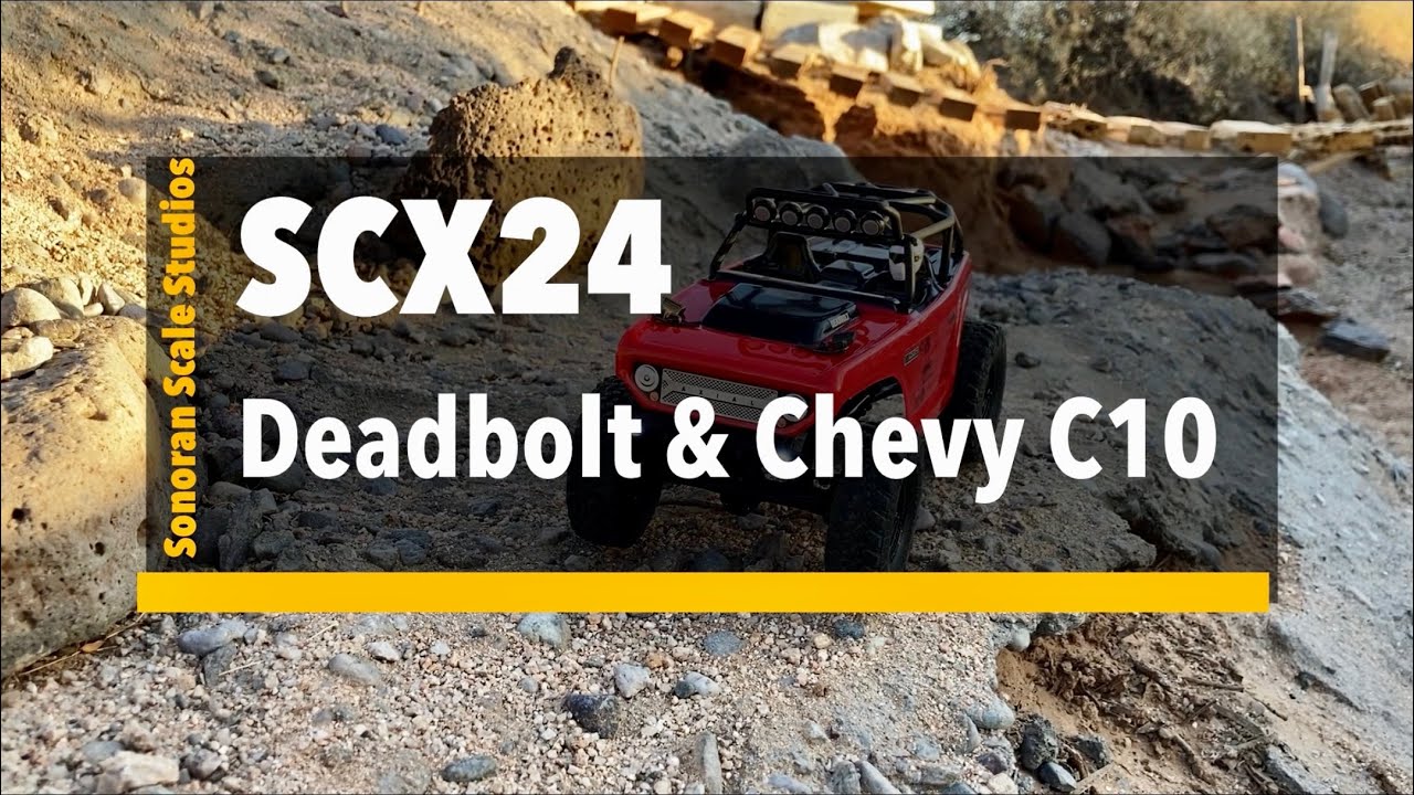Axial SCX24 Deadbolt & Chevy C10 take on 1/10th scale course