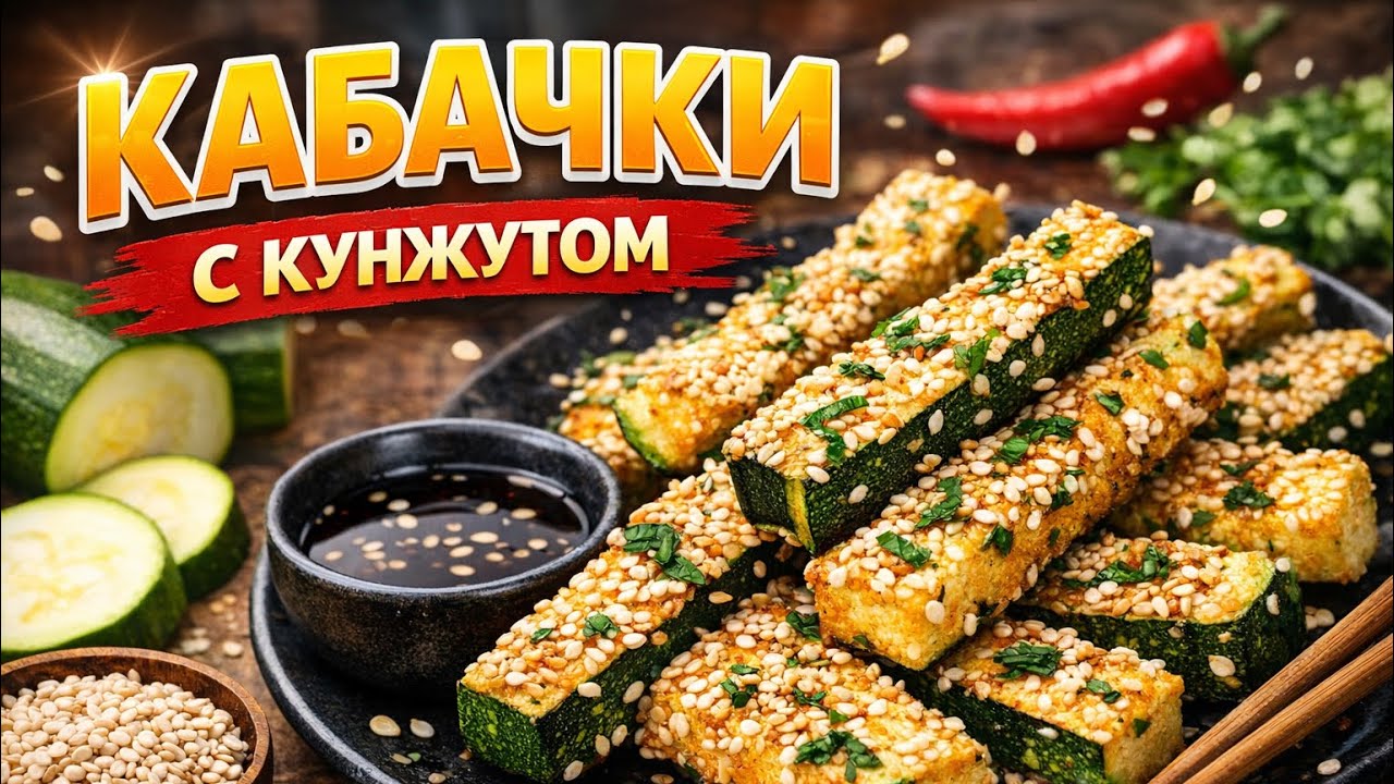 Кабачки за 20 минут с кунжутом