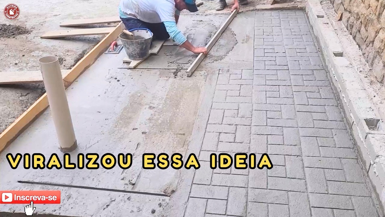 Pedreiro faz calçada customizada gastando muito pouco! Incrível! Você vai gostar!