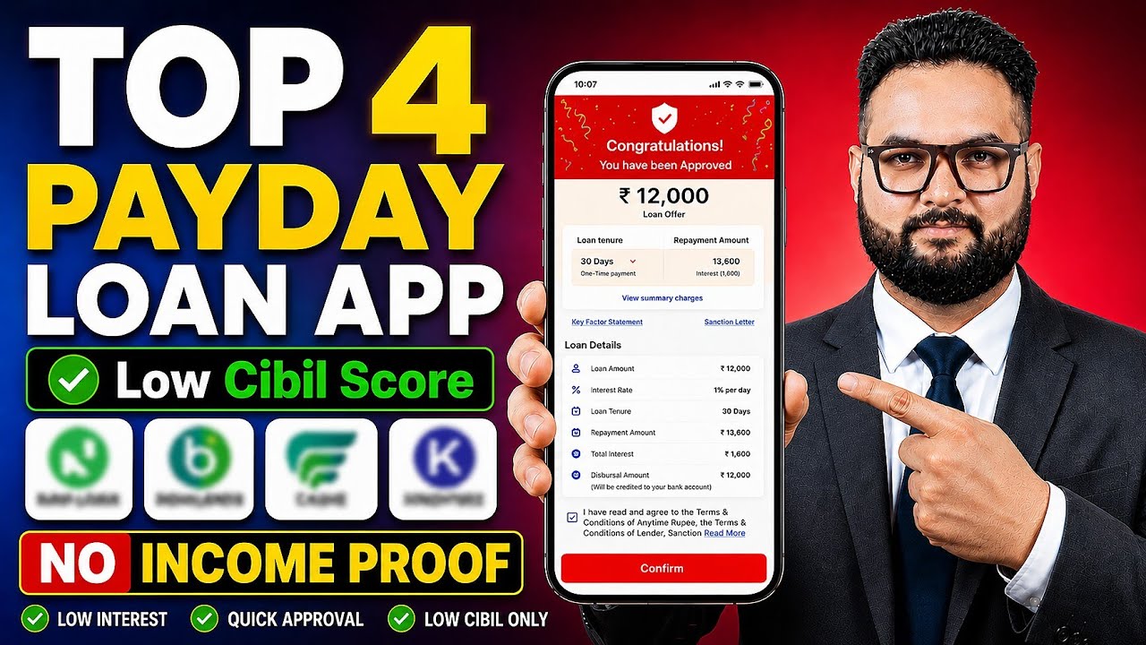 Top 4 Payday Loan Apps 2026 | Low CIBIL & No Income Proof Options | How to get a loan using Aadha...