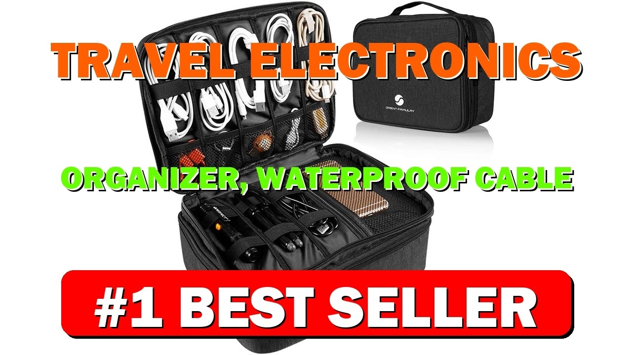 Travel Electronics Organizer, Waterproof Cable Organizer Bag for Electronic Accessories - B086D6R92Y