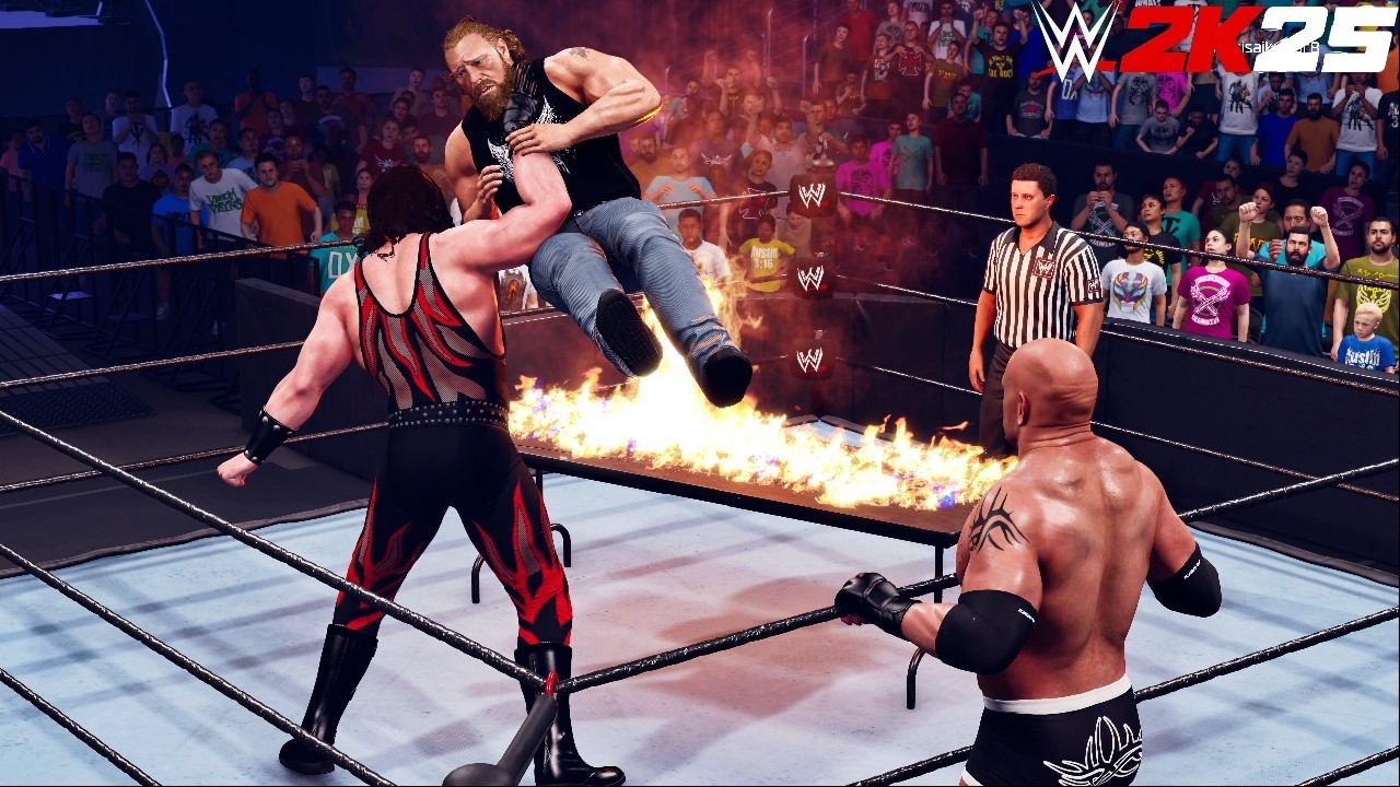 WWE 2k25 - Kane '01 vs Brock Lesnar & Goldberg: Handicap Match at Smackdown 