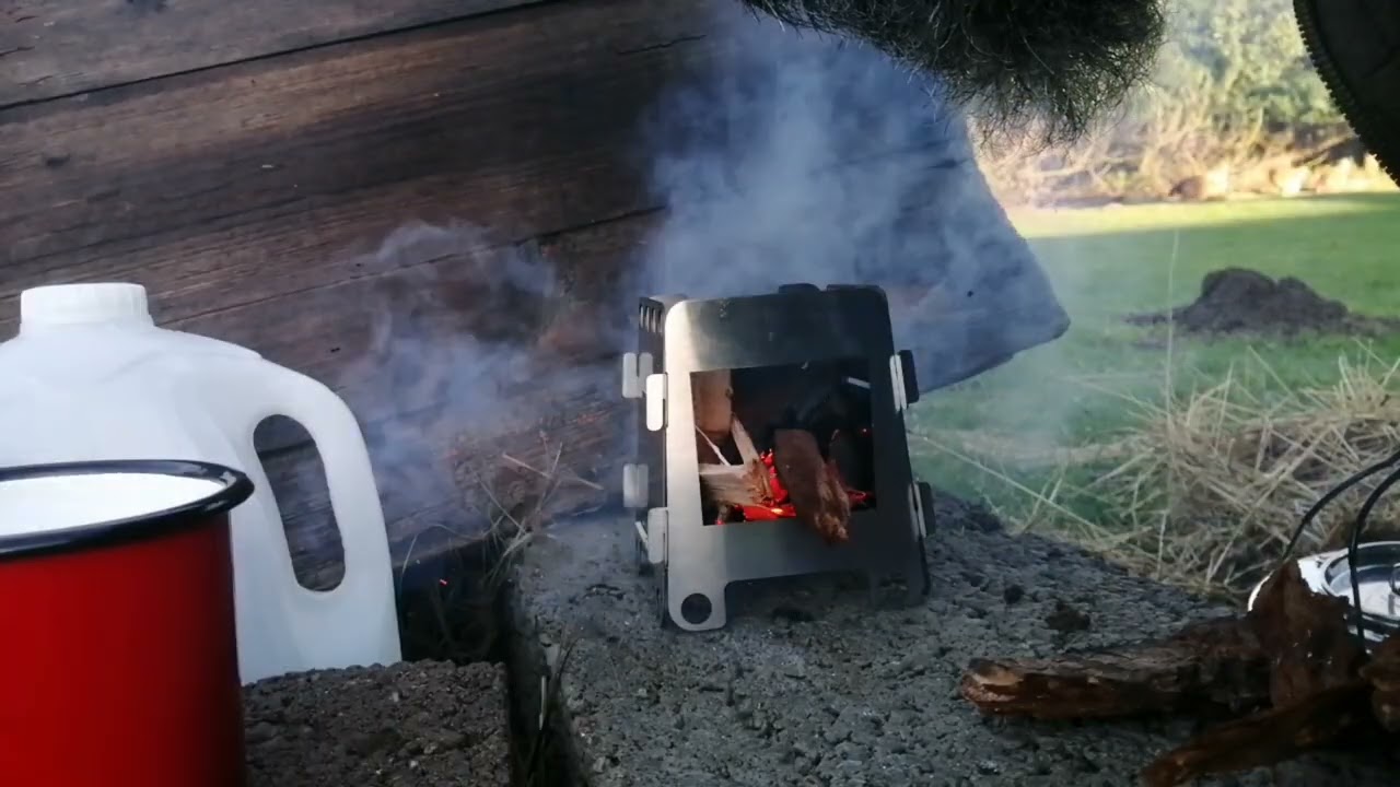 Small flat pack twig stove from Temu.
