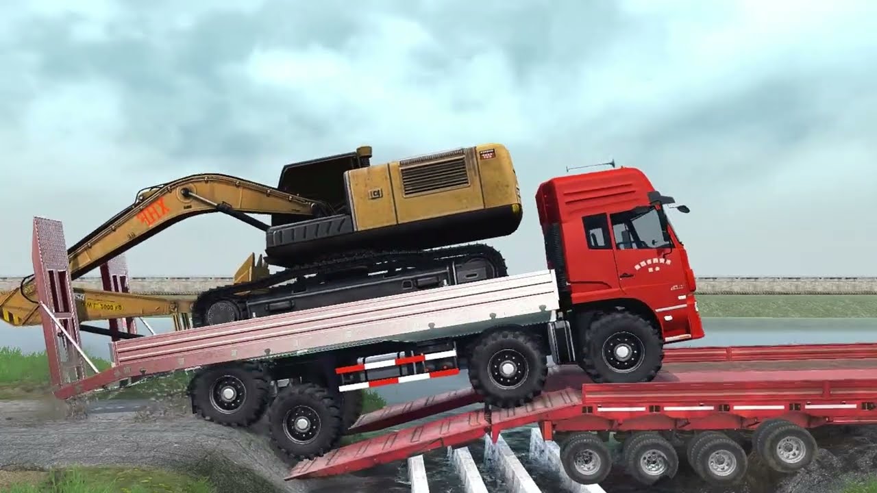 towing truck transporting towing truck ,driver skills ,funny truck - spintires mudrunner