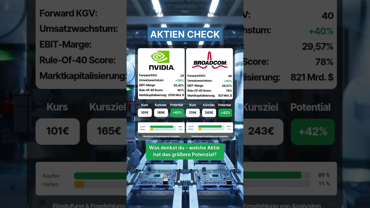 📊 Nvidia vs. Broadcom: Welche Aktie hat mehr Potenzial? 🤖📶