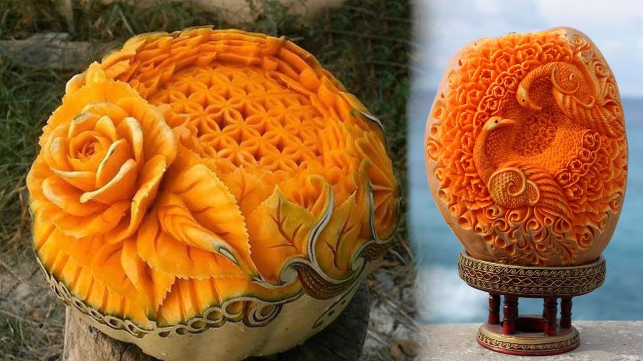 Qovoq o'ymakorligi Karving oddiy usulda | Mevalardan Karving yangi boshlaganlar uchun fruit carving